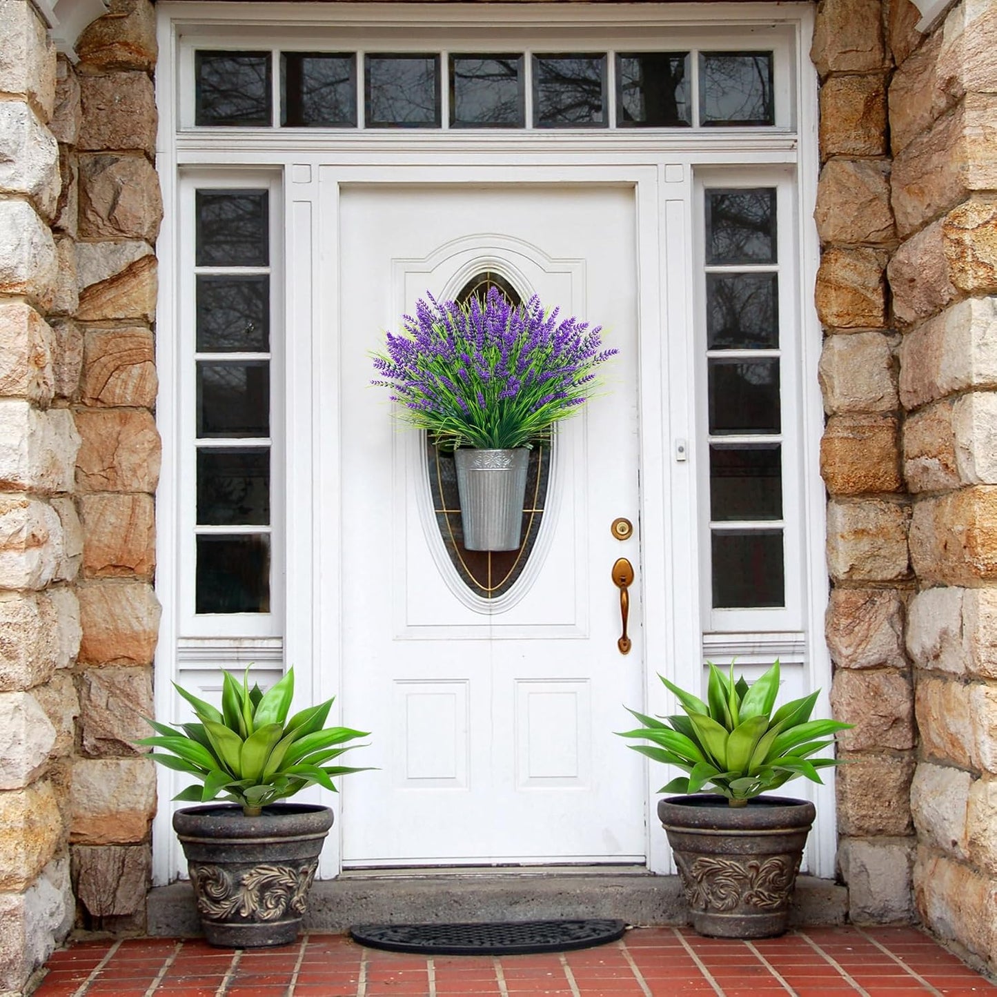 Artificial Plant Artificial Agave Plants,2PCS Faux Plants for Outdoors Artificial Plant Outdoor Large UV Resistant Fake Agave Planters for Indoor and Outdoor Decorating Outdoors Plants 22"