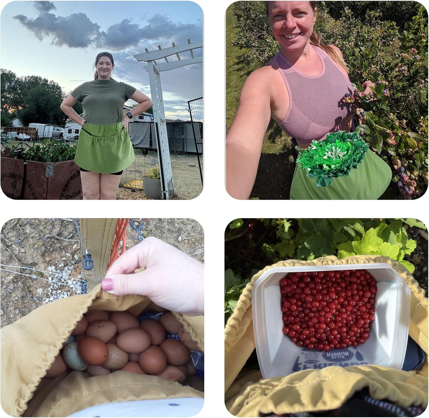 Adjustable Garden Apron with Storage Pouch for Harvesting, Fruit Picking, Vegetables, Hands-Free Design