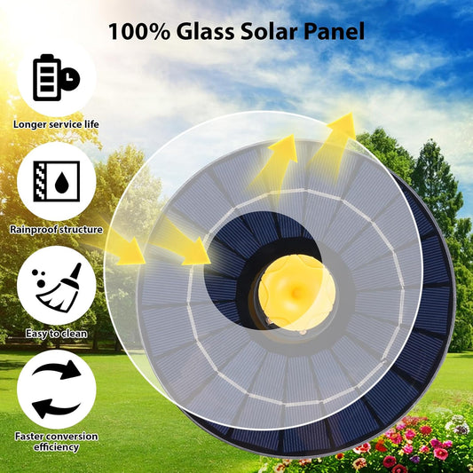Bird Bath Fountains Solar Power for Outside with Color LED Lights 6 Nozzles 3 Rods for Garden Pond Pool