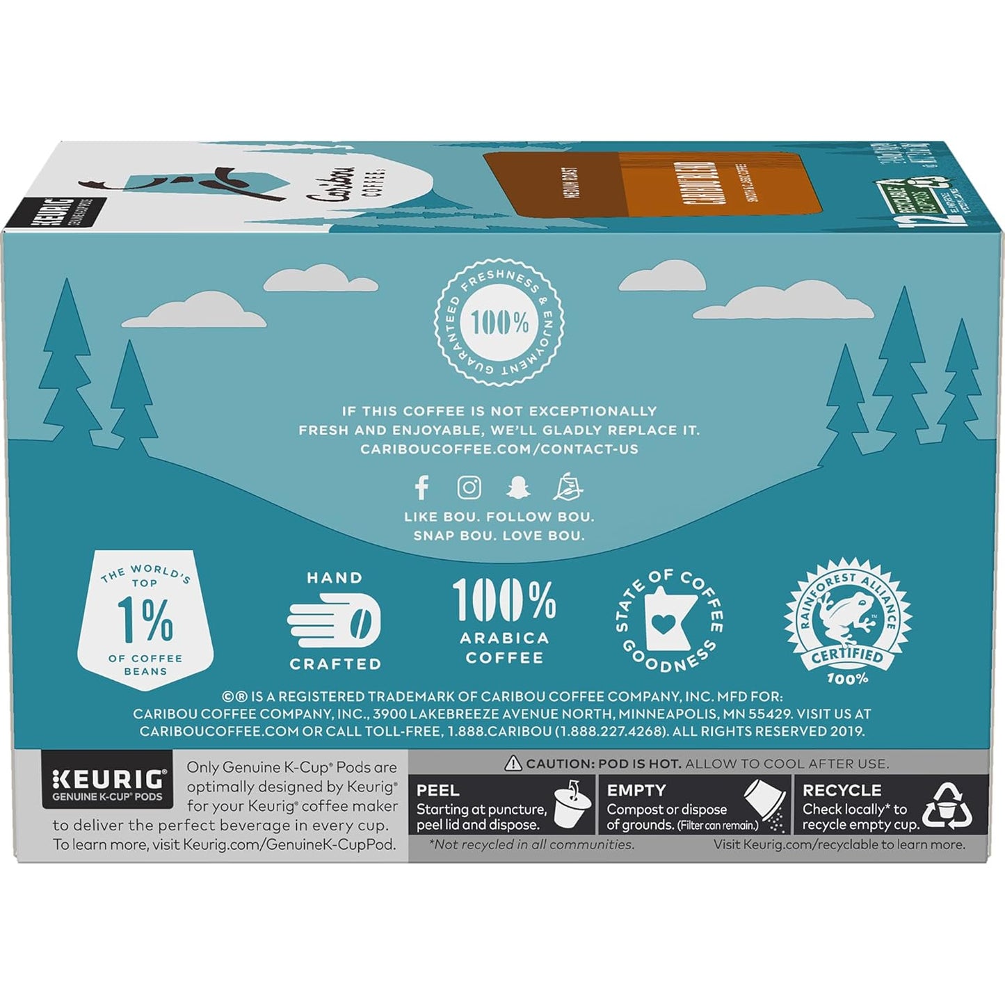 Caribou Coffee Caribou Blend Keurig Single-Serve K-Cup Pod, Medium Roast Coffee, 72 Count