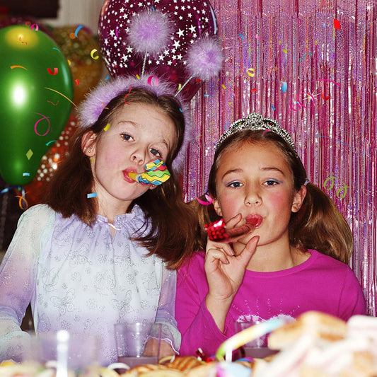 Tinsel Curtain Pink Birthday Party Decorations 2 Packs Glitter Foil Fringe Curtain Decor Streamers Photo Booth for Birthday Christmas Wedding Halloween Graduation