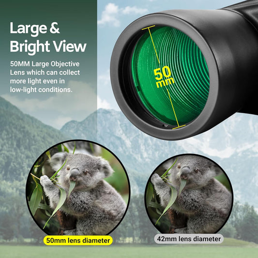 AOMEKIE 10x50 Professional High Powered BAK4 Prism Binoculars for Adul
