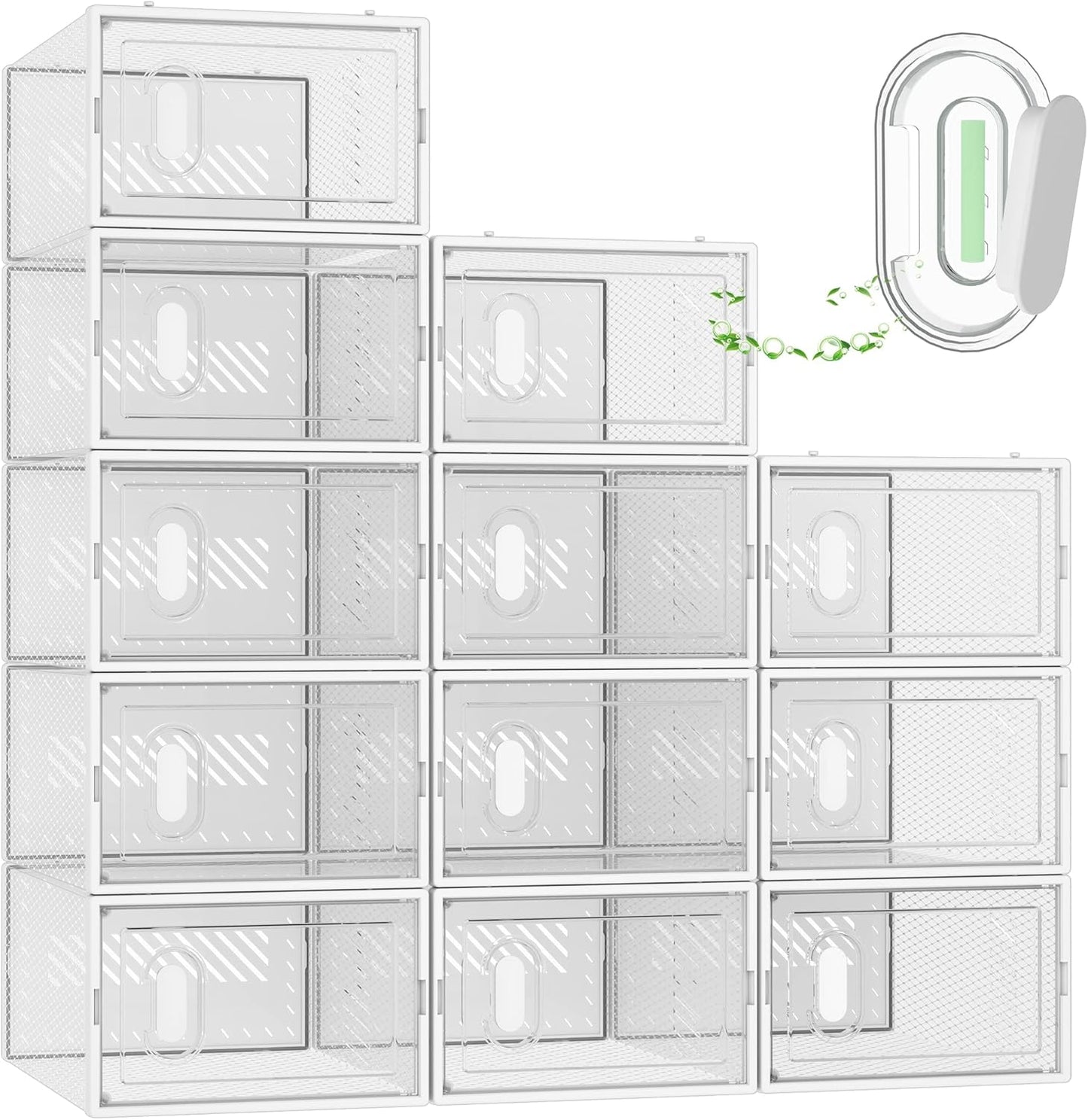 Shoe Storage, 12 Pack Shoe Organizer for Closet, Shoe Boxes Clear Plas