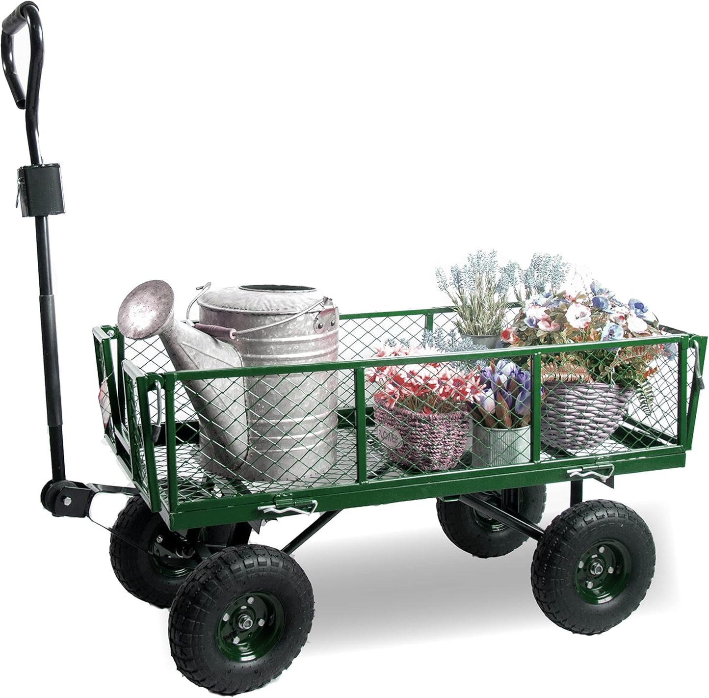 Backyard Expressions Heavy Duty 600 Lbs Capacity Mesh Steel Garden Car