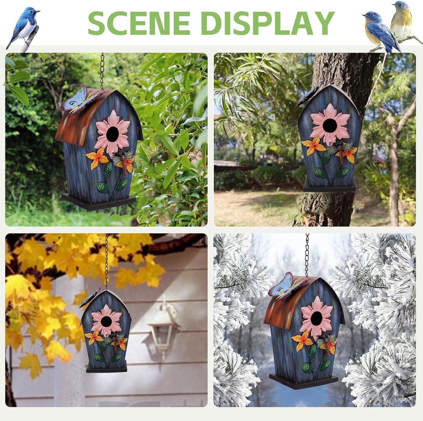 Yinns Metal Bird Houses for Outside Hanging,Wild Bird House Outdoor, Decorative Birdhouse for Home Garden Decor