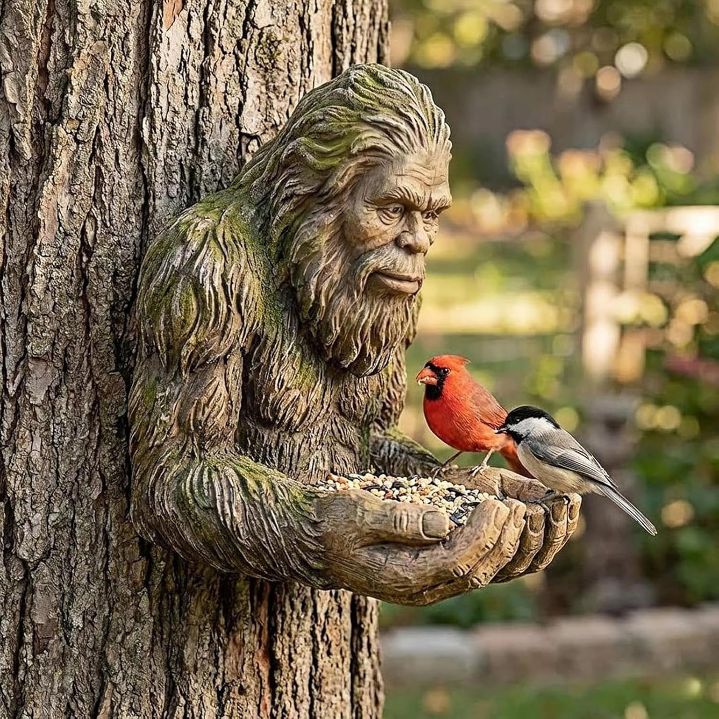 Bird Feeder - Garden Sculpture Yard Decoration for Outdoor Wildlife, Hanging Design with Easy Fill Feature, Decorative Feeding Station for Backyard Patio Garden Birds 10 X 8 Inches