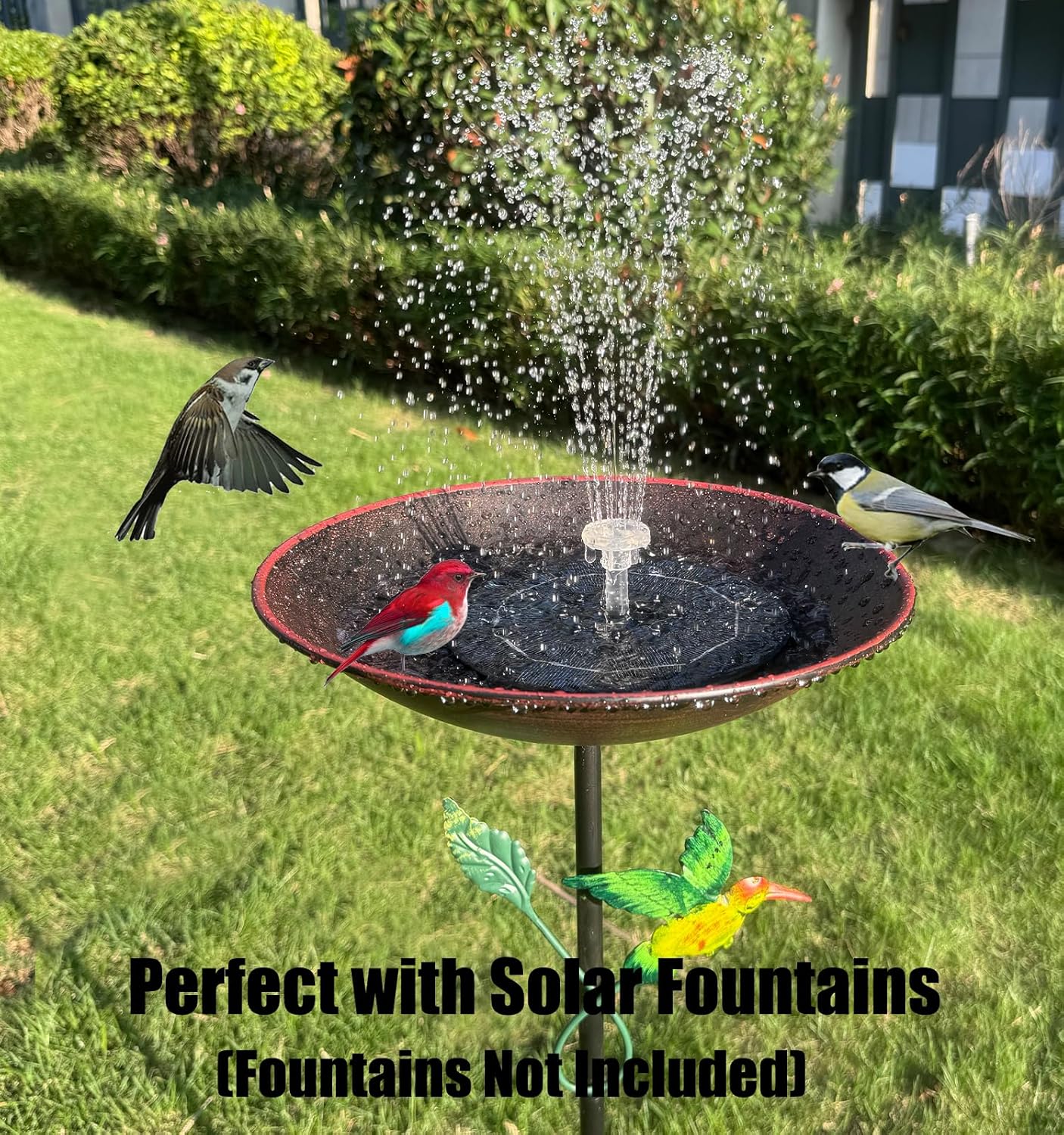 31.9”H Metal Bird Bath for Outdoors, Bird Feeder with Upgraded 5-Prong