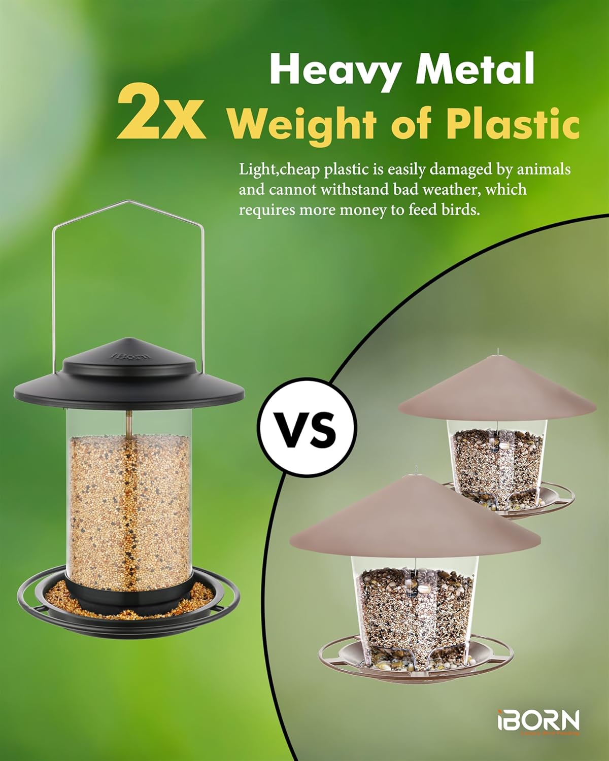 iBorn Metal Bird Feeders for Outdoors Hanging,Wild Bird Feeders for Ca