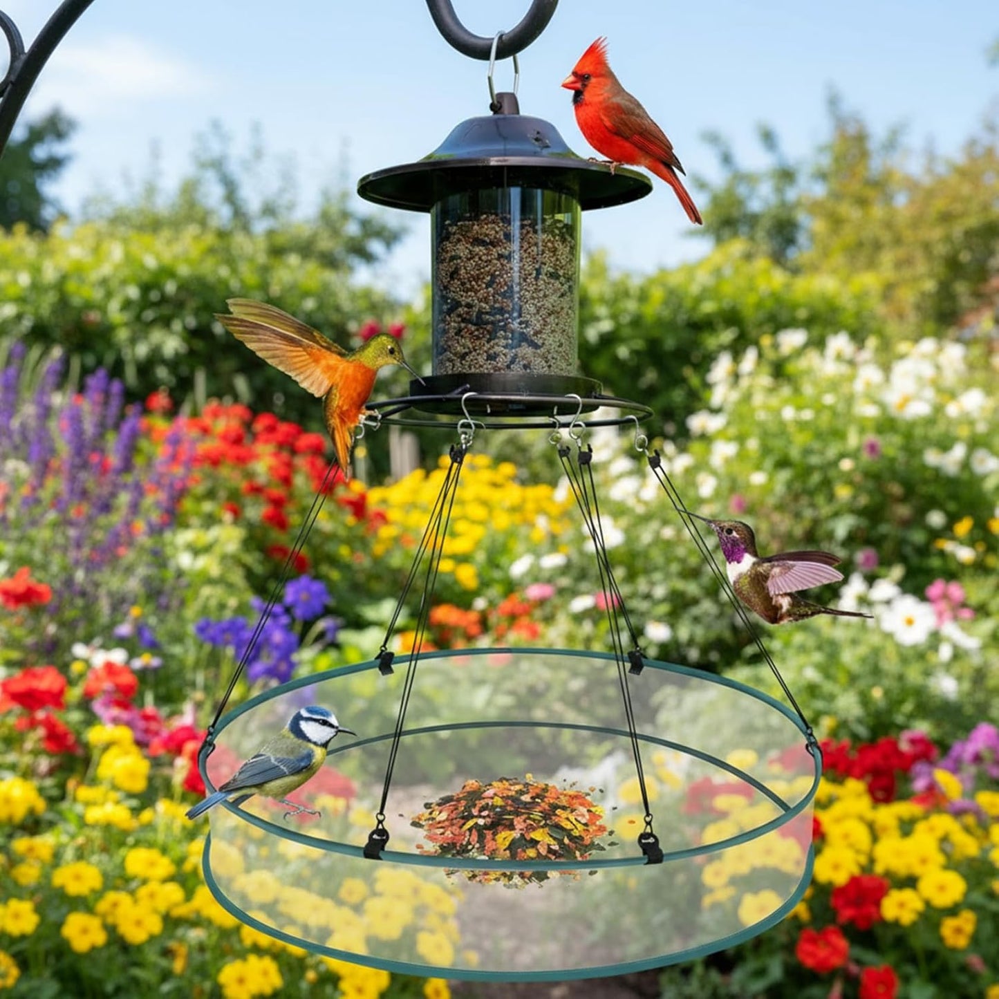 2-Pack Hanging Bird Feeder with Seed Catcher Tray, 20-Inch Wild Bird Feeders for Outdoors, Decoraciones interiores