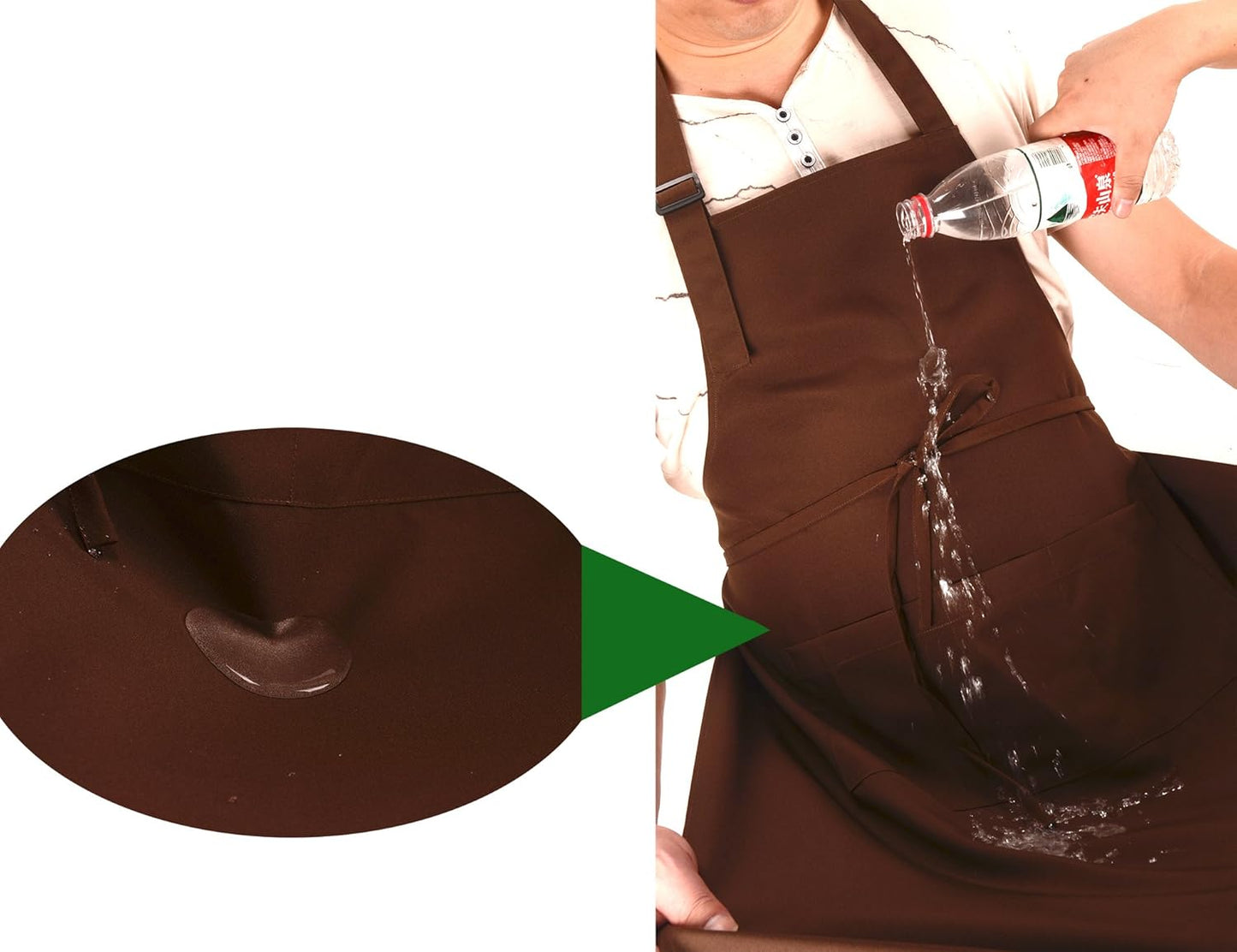 (5 set Brown Professional Resist Water Adjustable Extra Long Bib Apron 3 Pockets Home Kitchen Garden Restaurant Cafe Bar Pub Bakery for Cooking Chef Baker Servers Craft Unisex