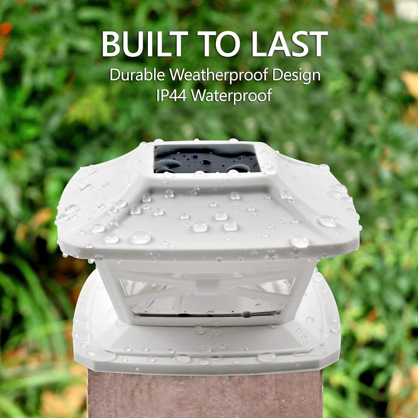 Davinci Lighting Flexfit Solar Outdoor Post Cap Lights - Includes Bases for 4x4 5x5 6x6 Wooden Posts - Bright LED Light - Pearl White (2 Pack)