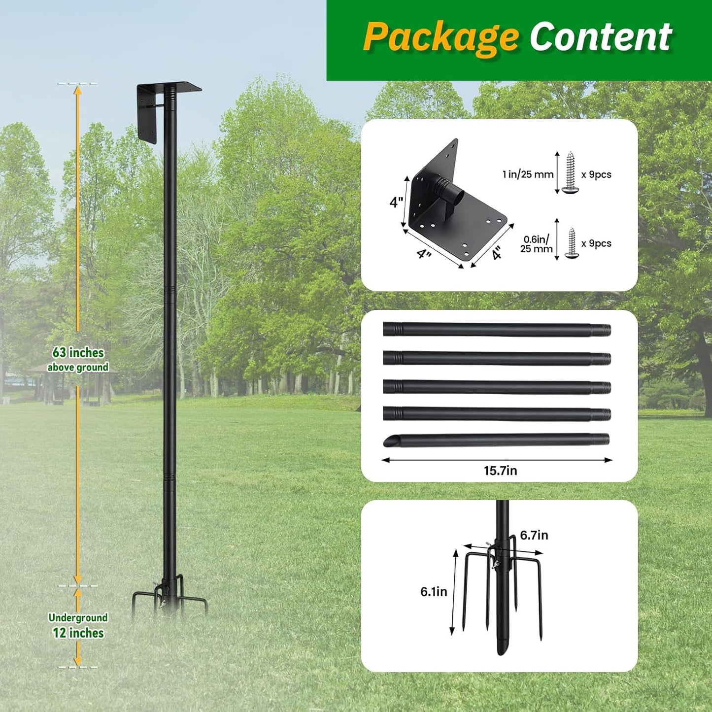 Bird House Pole for Outdoors, 75 Inch Heavy Duty Birdhouse Pole for Ou