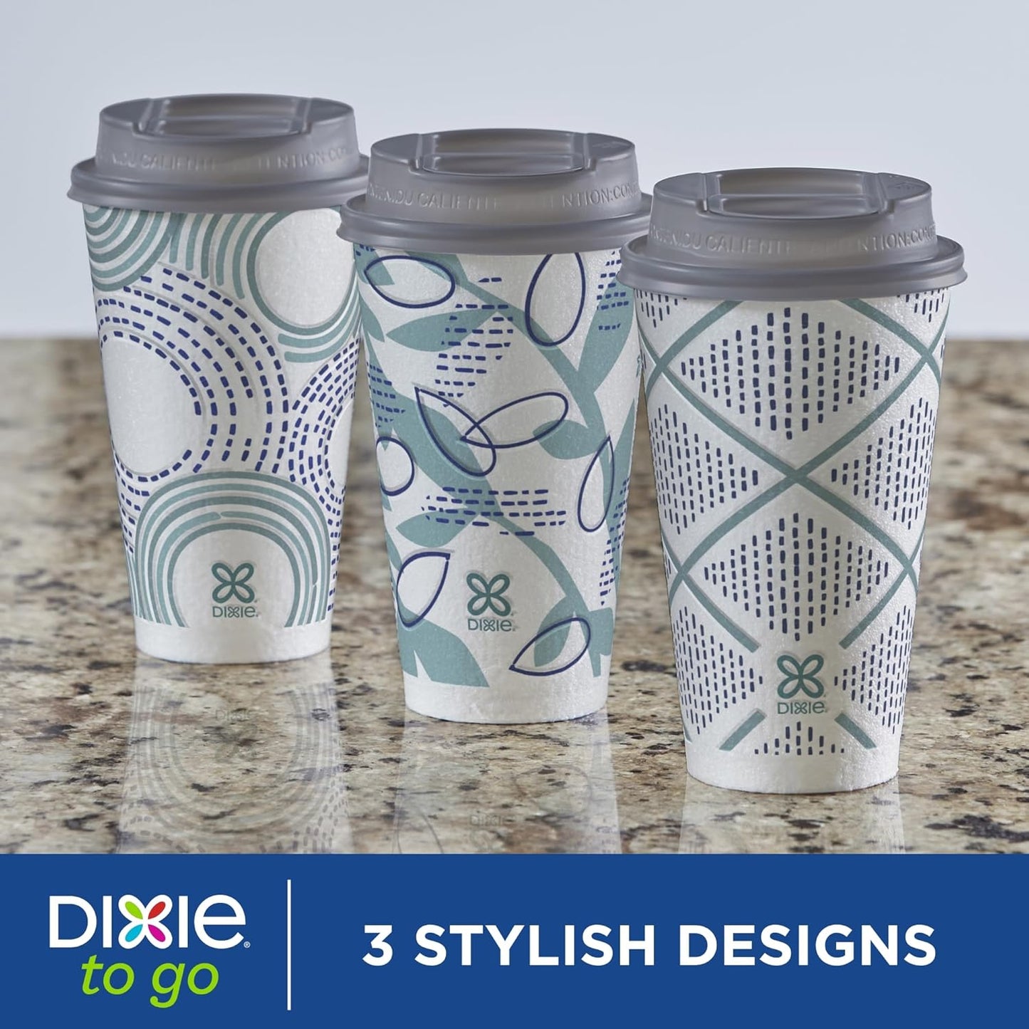Dixie To Go Paper Coffee Cups With Lids, 16 oz, 108 ct, Disposable Ins