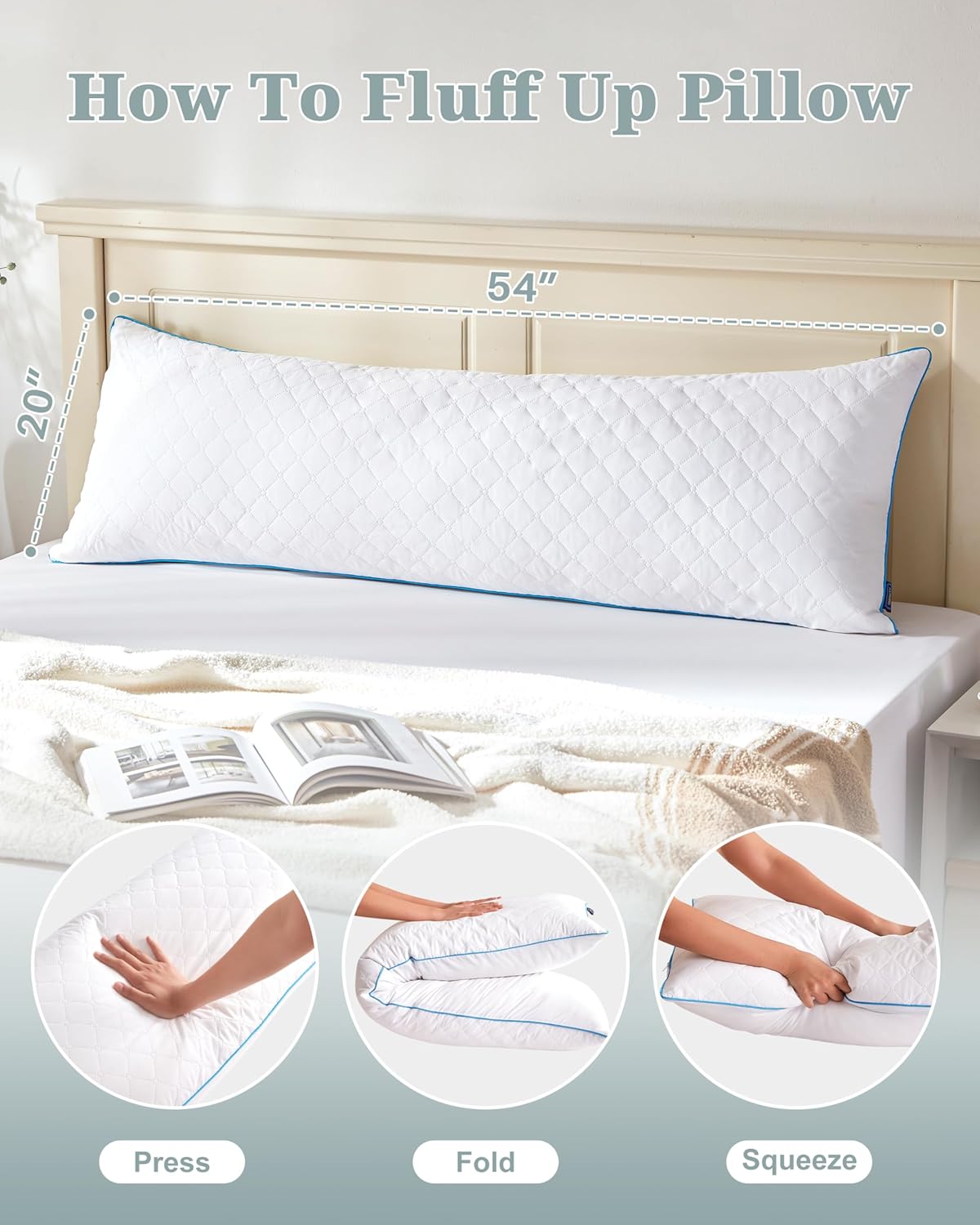 YZ HOME Long Body Pillow for Adults - Firm Body Pillow Insert with Shr