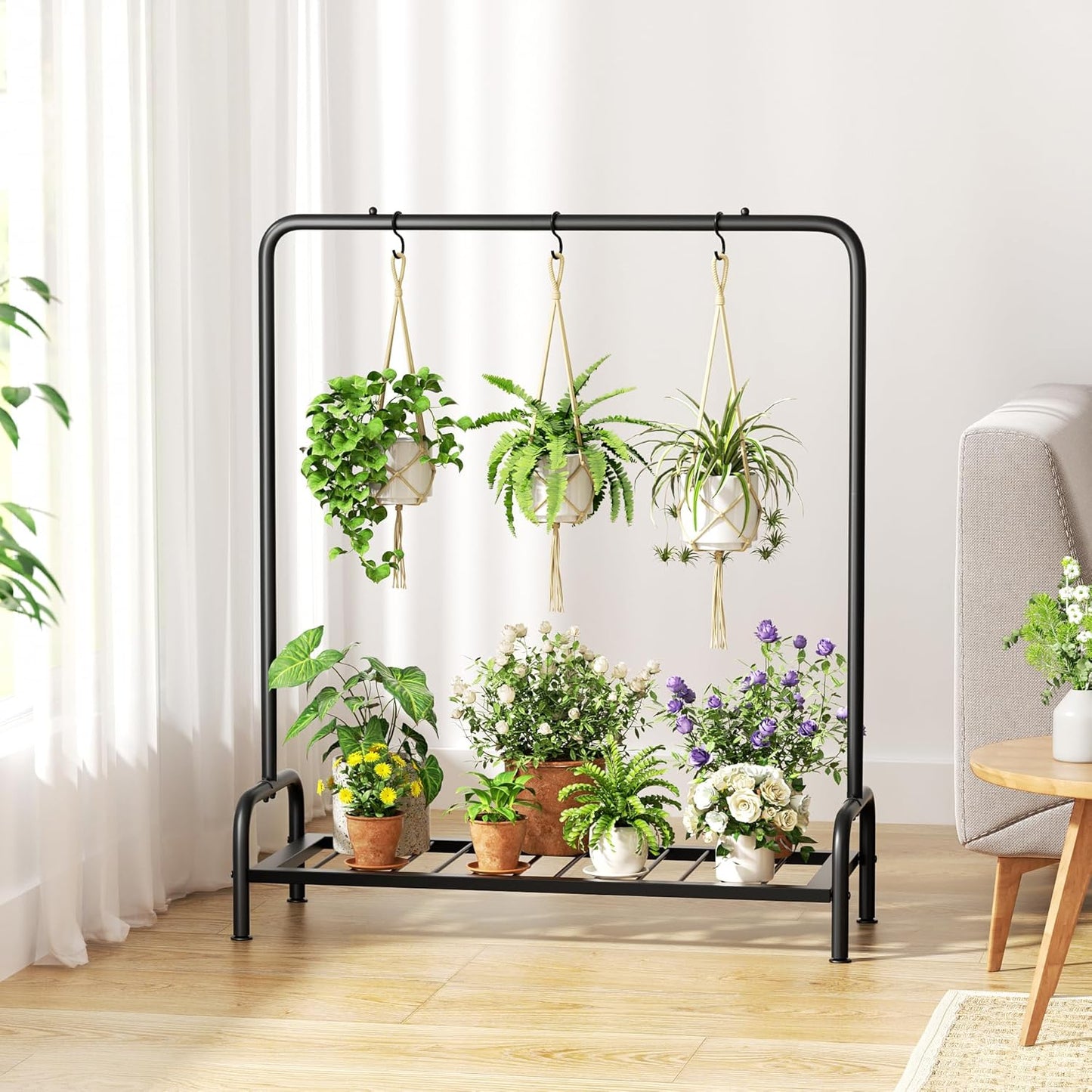 Plant Stand Outdoor Tall 40'' Plant Shelf For Patio Metal Plant Rack F