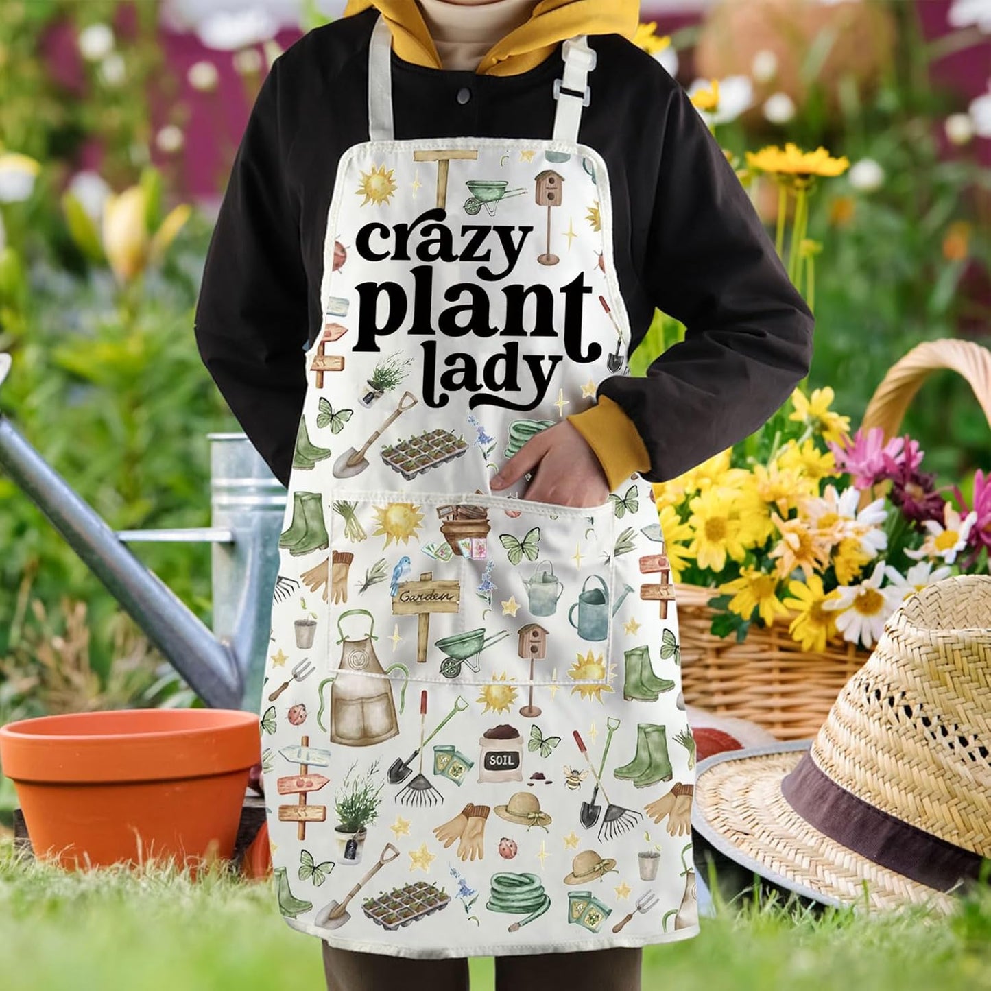 WCGXKO Plant Lover Gift Crazy Plant Lady Apron Gardening Lover Gift Gardener Gift Plant Lady Gift For Women