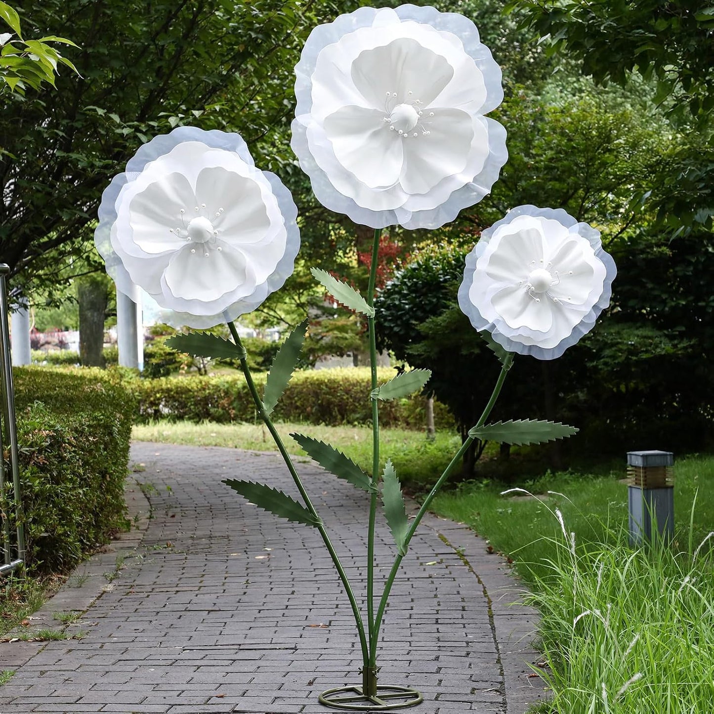 Chunful 6.1 ft Giant Flowers for Decoration with Stand Large Artificial Plastic Flowers Big Handcrafted Decoration for Garden Birthday Party Wedding Props Festival Shop Window Display(White)