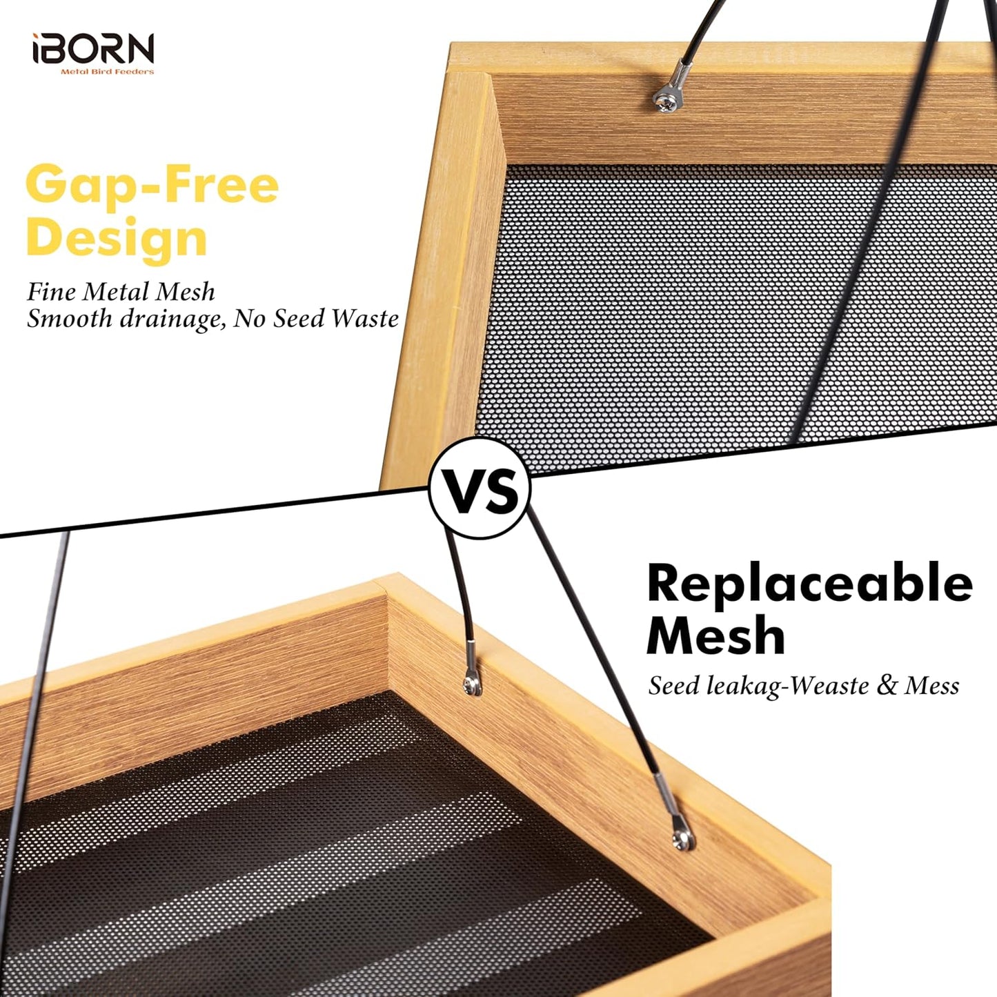 iBorn Platform Bird Feeder Tray, Bird Feeders for Outdoors Hanging, Fl