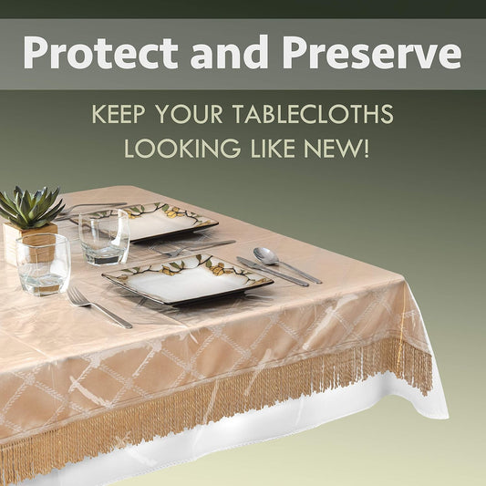 Elaine Karen Clear Plastic Table Cover Protector 100% Waterproof Table Protector Crystal Clear Plastic Tablecloth Cover for Dining Table Heavy Duty Vinyl, 54" x 72" Rectangle