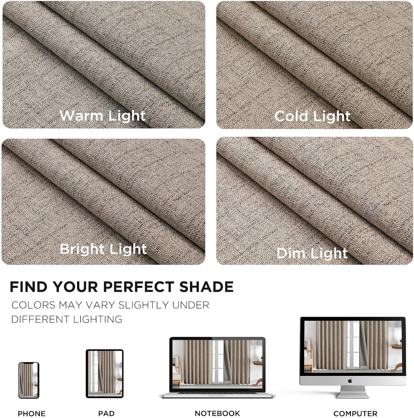 Joydeco Blackout Curtains for Bedroom - Nature Linen 84 Inch Long 100% Light Blocking 2 Panels Set, Rod Pocket & Back Tabs Living Room Drapes, Thermal Insulated Room Darkening Window Curtains