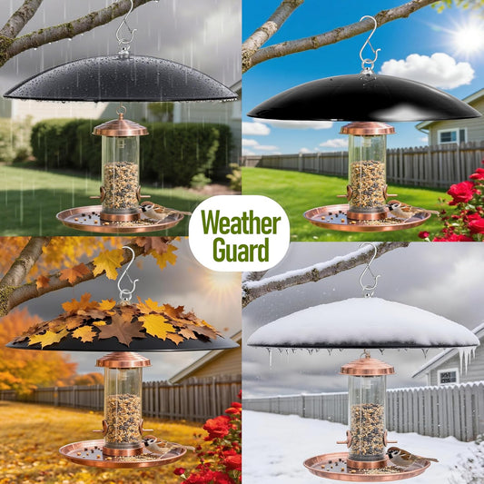 16-Inch Widened Bird Feeder Cover,Hummingbird Feeder Rain Guard,Squirrel Baffle for Bird Feeders,Squirrel-Proof for Outside Tree Trunk or Eave,Funny Gift for Men(Black), 2 Pack