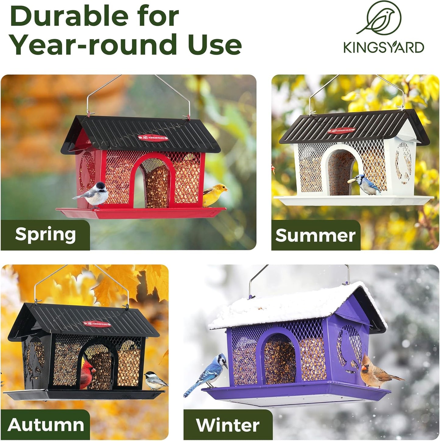 Kingsyard Bird Feeder for Outdoors Hanging, Dual-Use Metal Mesh Wild B
