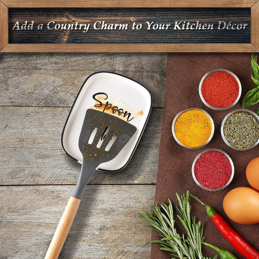 Ceramic Spoon Rest for Stove Top, Large Spoon Holder for Kitchen Count