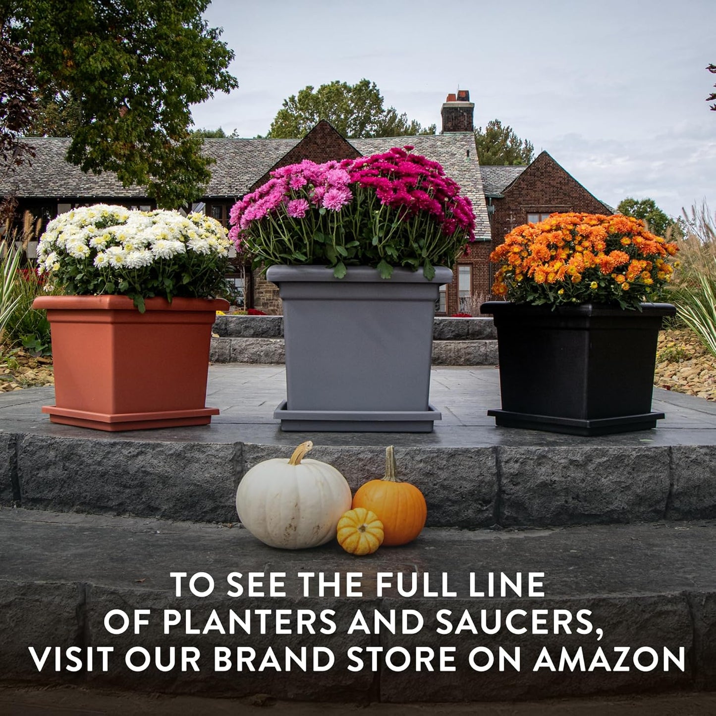 The HC Companies 12.5 Inch Accent Square Plant Pots with Drainage, Lig