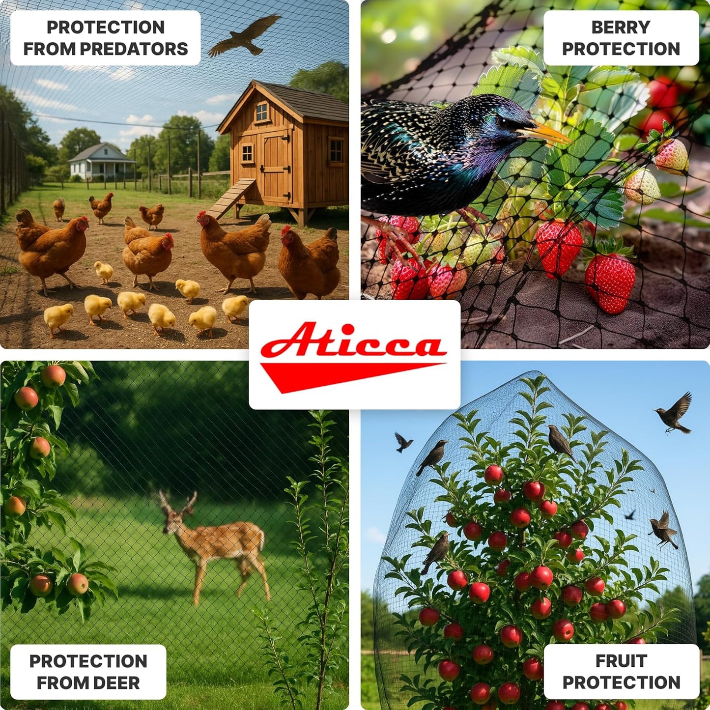 Heavy Duty Bird Netting for Garden Protection & Fruit Trees, 7.5x100 F