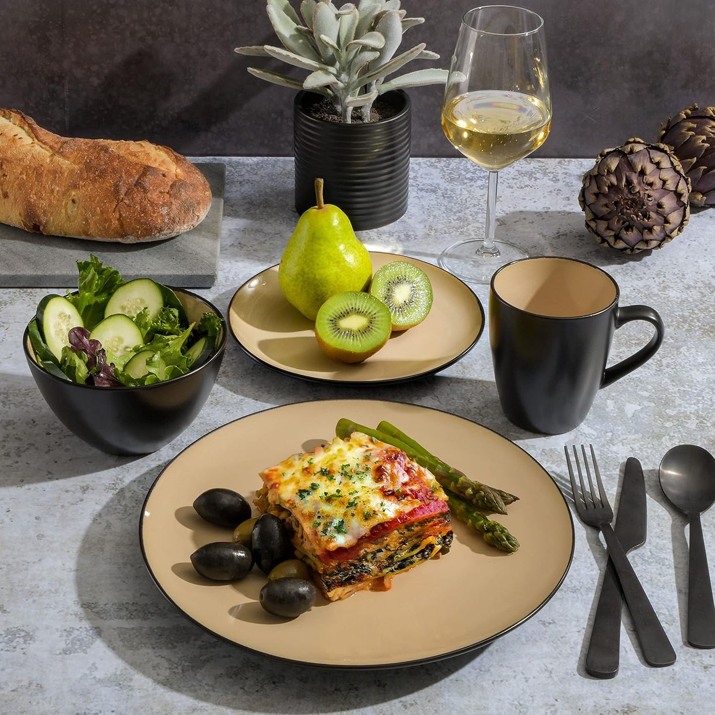 Gibson Elite Soho Lounge 16-Piece Round Reactive Glaze Stoneware Dinne