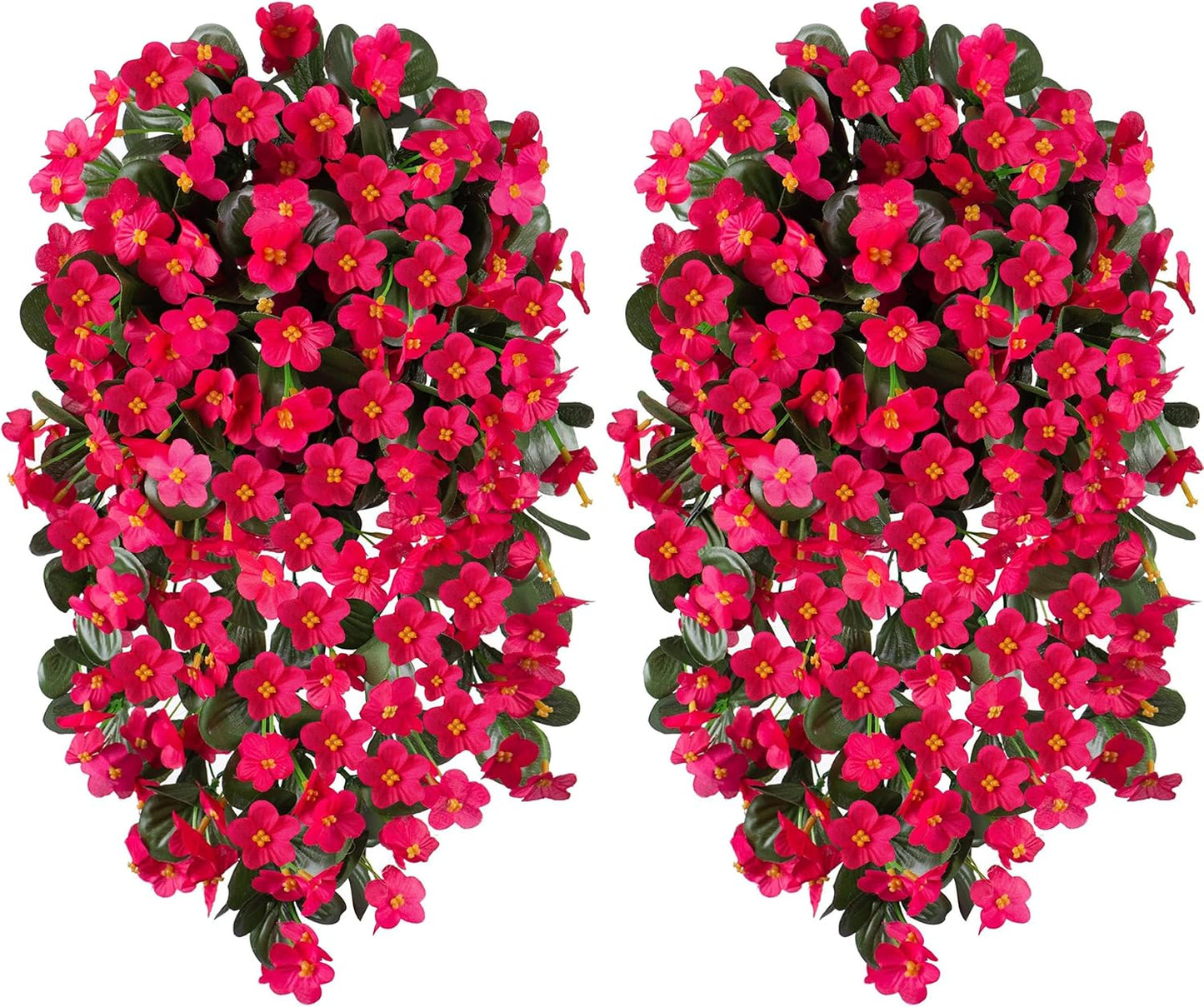 Artificial Flowers for Outdoor Decoration, 2 PCS Fake Silk Hotpink Daisy, Long VinesOrchid, UV Resistant Faux Flower Realistic for Home Porch Patio Balcony Window Planter Pot