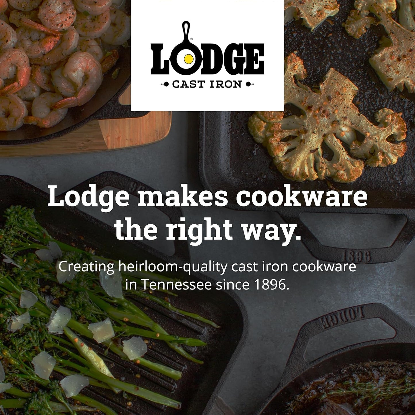 Lodge 8" Cast Iron Skillet - Chef Collection - Perfect Sear - Ergonomi
