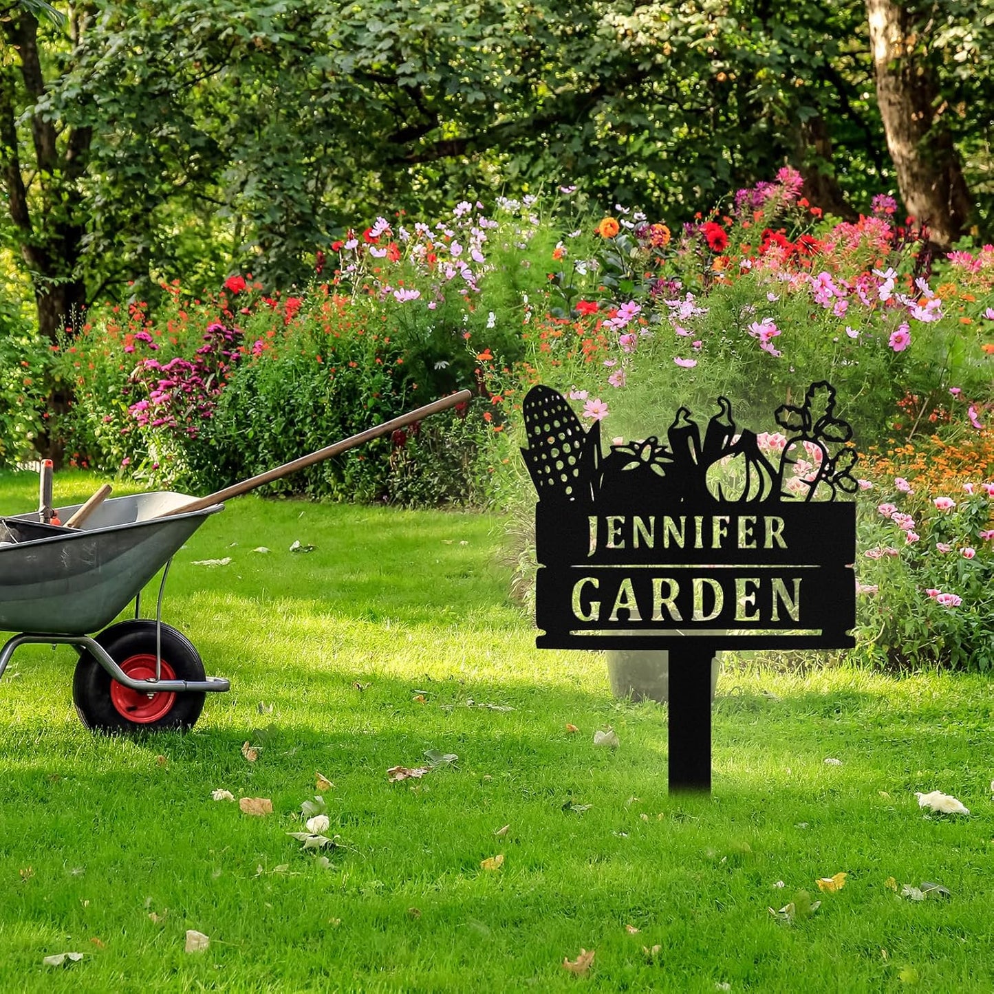 Custom Metal Vegetable Garden Signs with Stake, Personalized Garden Signs for Outside, Customized Name Sign Outoor Yard Lawn Gardening Gifts for Grandmas Moms Gardeners