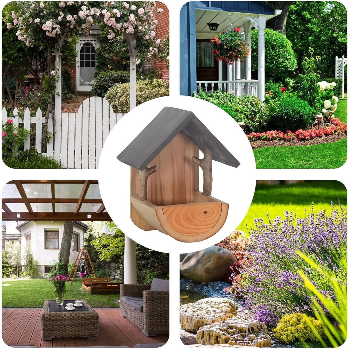 Bird Feeders for Outdoors Wooden Wall Mount - Weatherproof Feeding Tool | 7 Inch Balcony Bird Feeder for Watching Viewing Feeding Food Pet Aviary Finch Home Garden Outdoor Decorative Feeder Station