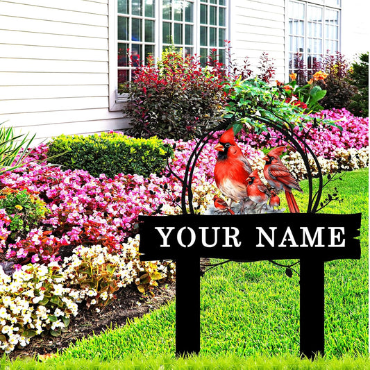 Custom Garden Metal Sign with Stakes, Personalized Cardinal Signs for