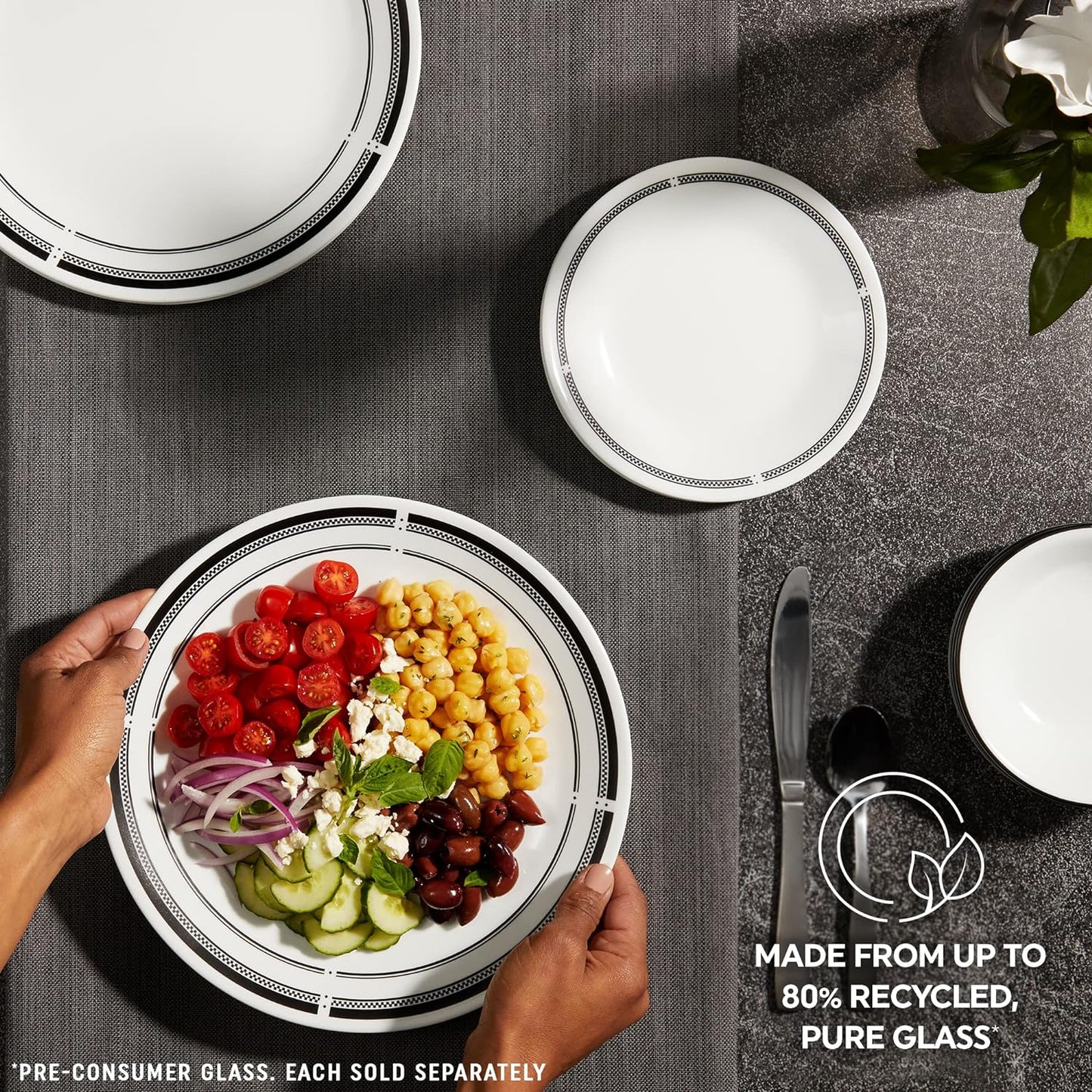 Corelle 18-Piece Round Dinnerware Set Service for 6, Lightweight Round