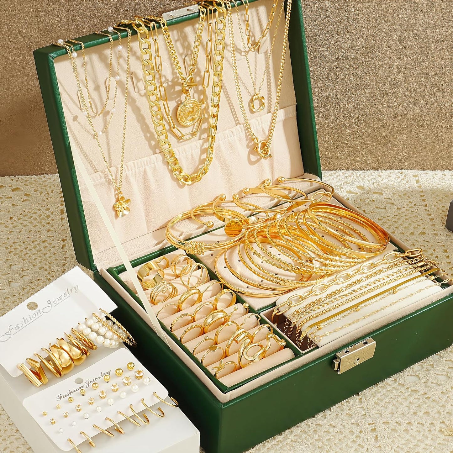 17 MILE 78 Pieces Gold Jewelry Set for Women, 9 Necklace, 24 Bracelet,