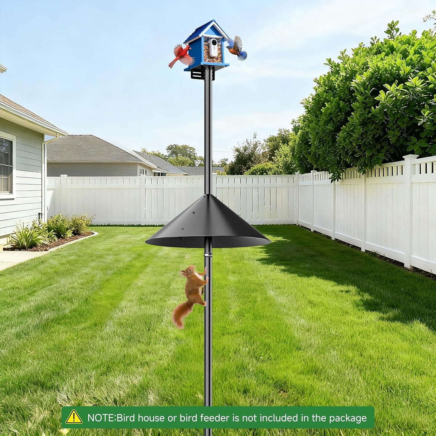 Smart Bird Feeder Pole Stand with Proof Squirrel Baffle - Dia 1 Inch Bird House Pole 79", Feeding Station for Outdoors Heavy Duty, Compatible Post Mount