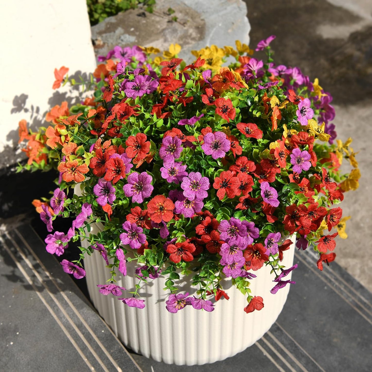 Artificial Flowers Faux Plants Outdoor Fake Flowers Spring Decor,12 Bu