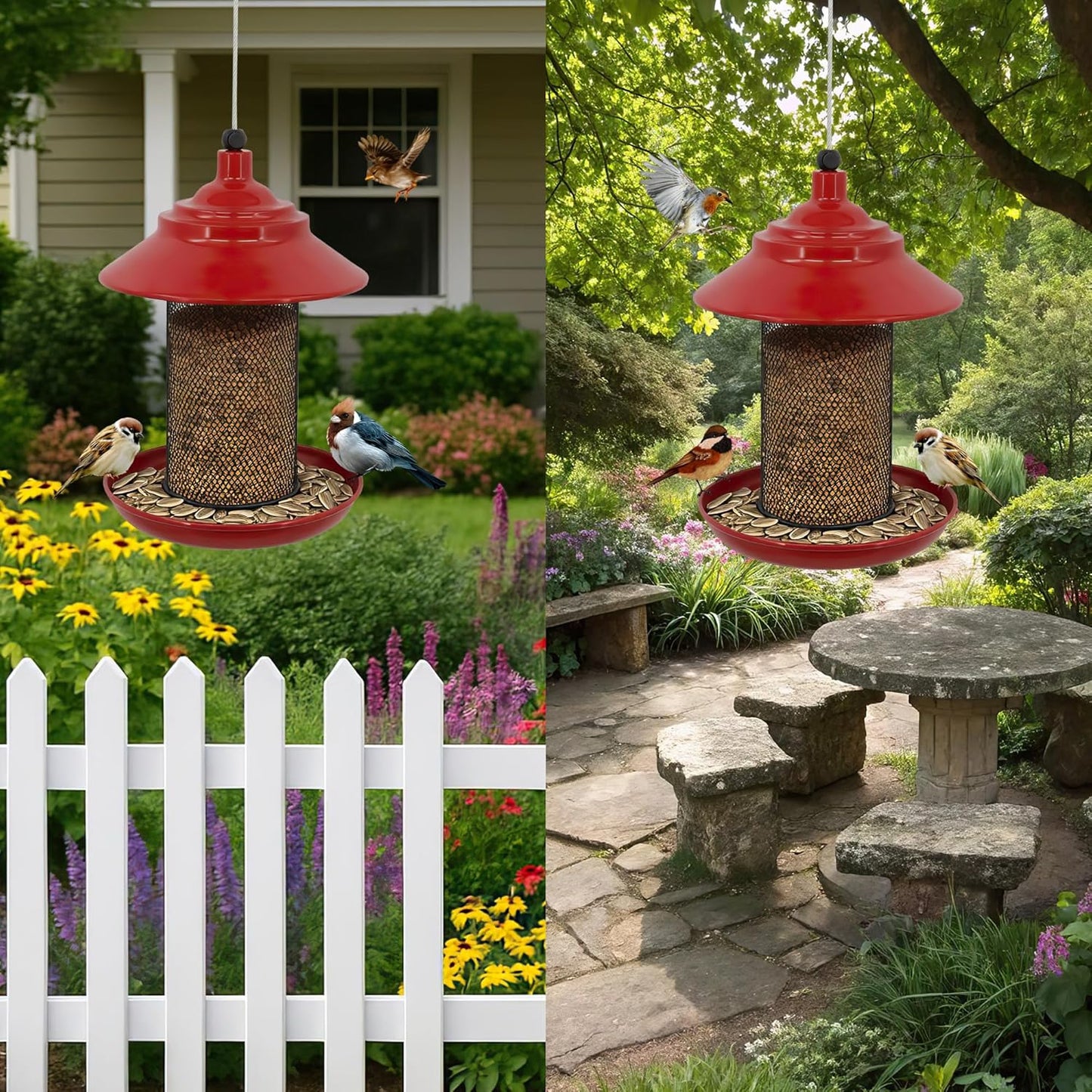 Metal Roof Bird Feeder - Chew Proof for Outdoor Hanging Wild Bird Seed