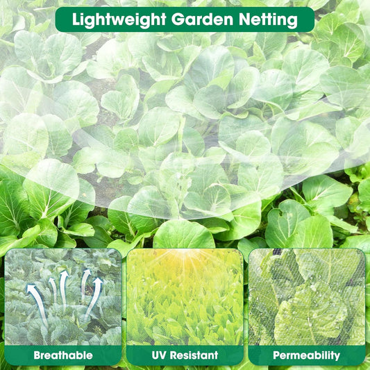 Unves 2 Pack 10 x 33 FT Garden Netting, Mosquito Net Ultra Mesh for Ga