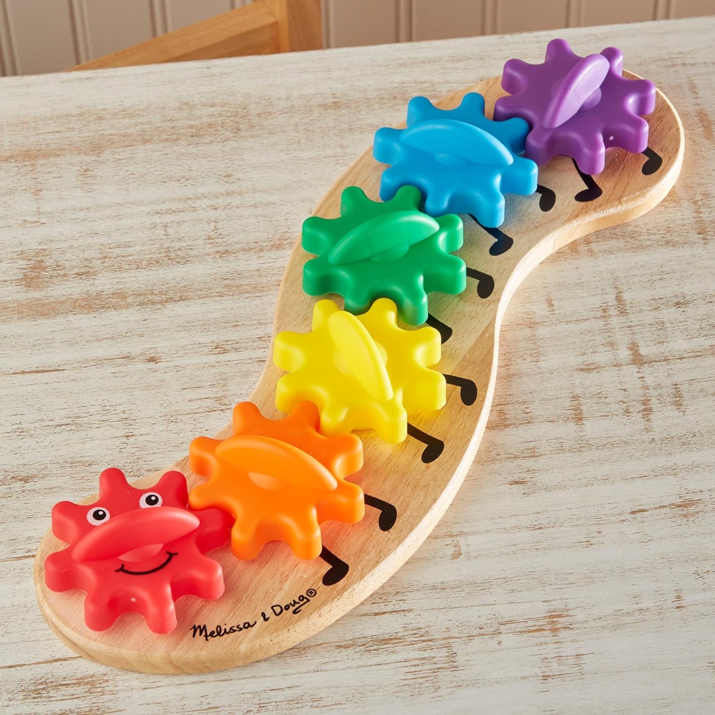 Melissa & Doug Rainbow Caterpillar Gear Toy with 6 Interchangeable Gea