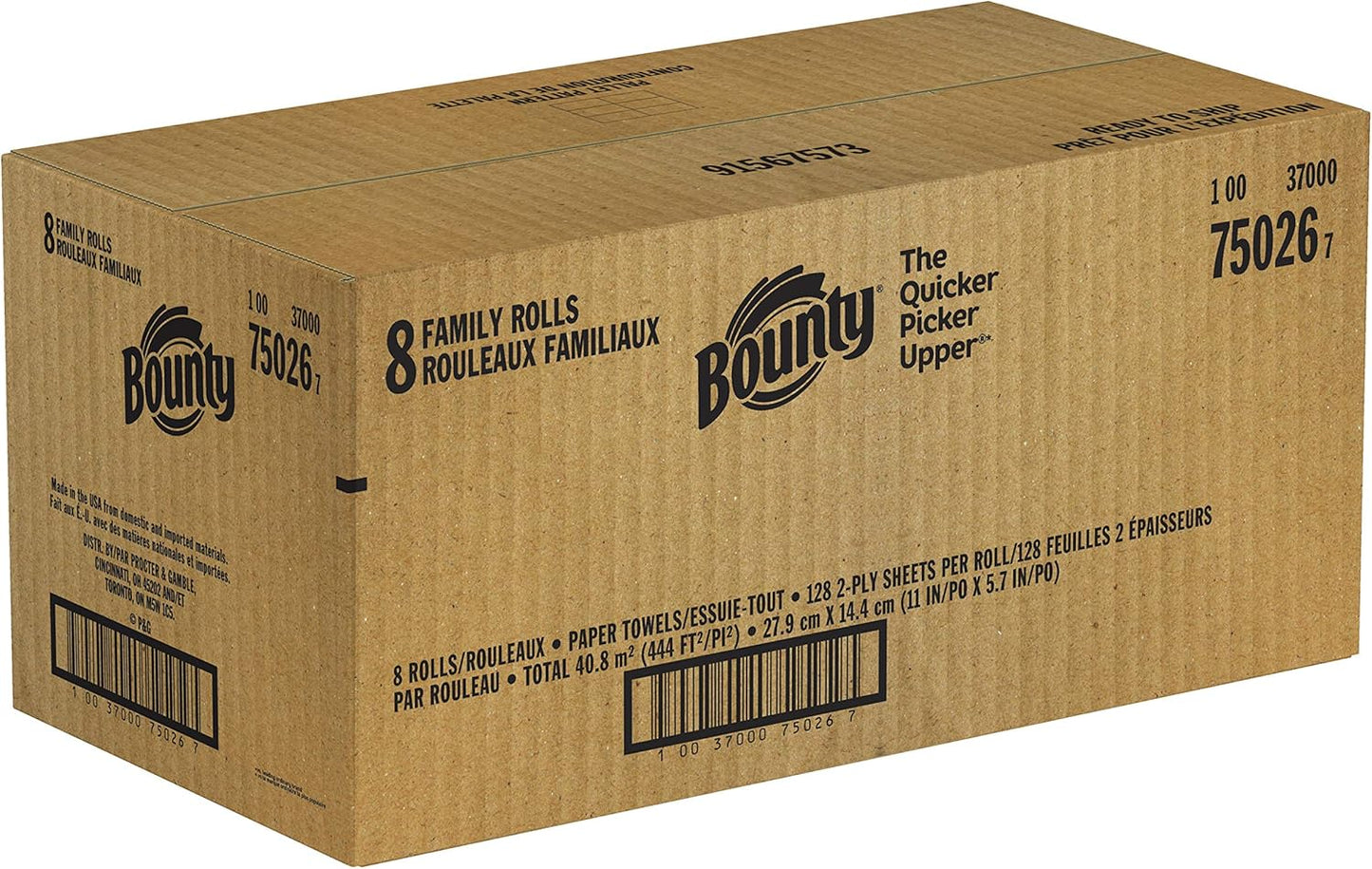Bounty Quick Size Paper Towels, White, 8 Family Rolls