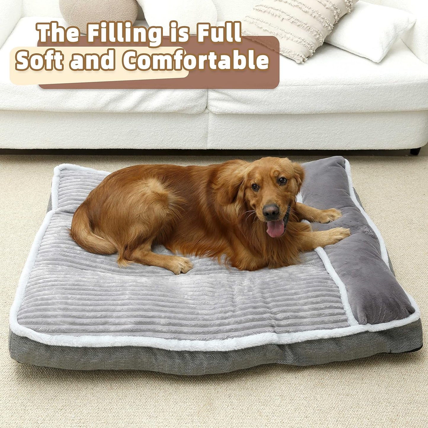 WINDRACING Large Dog Bed with Pillow for Crate Kennel, Sofa Dog Bed, S