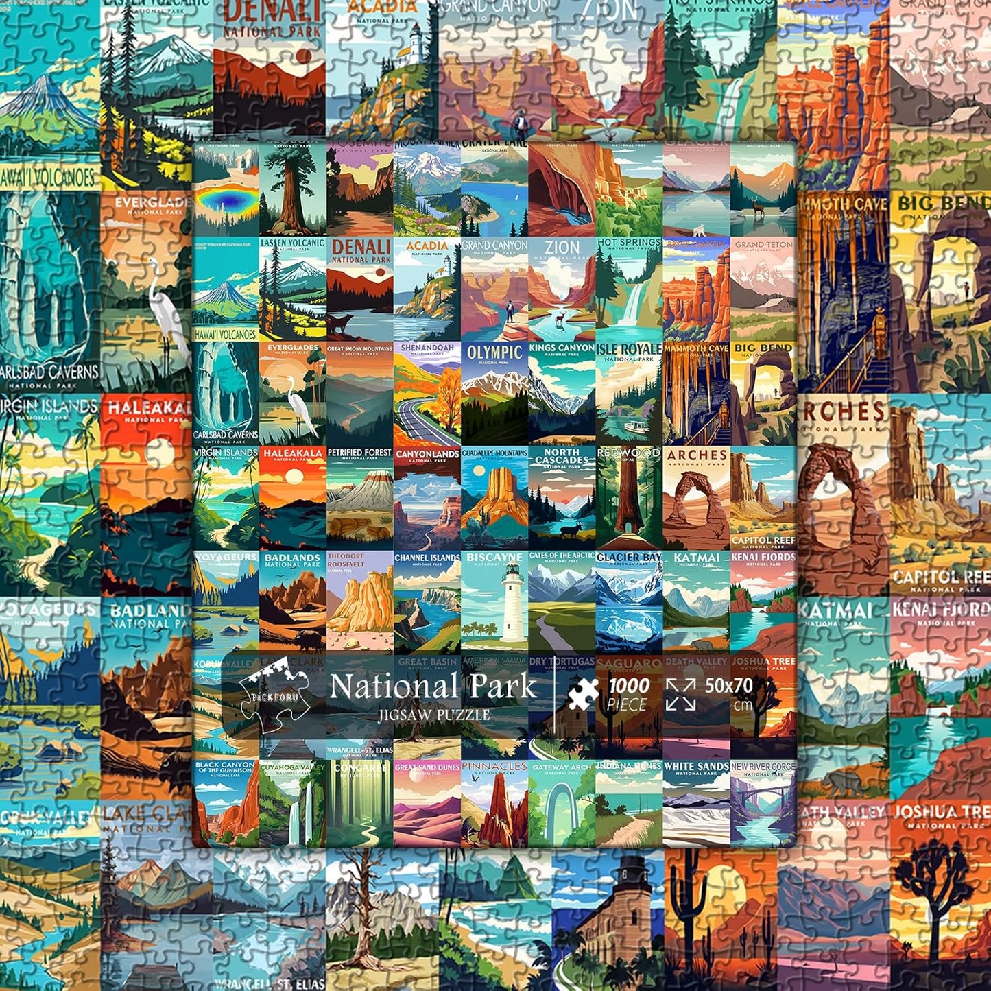 National Parks Puzzle for Adults 1000 Pieces, Travel Poster Landscape