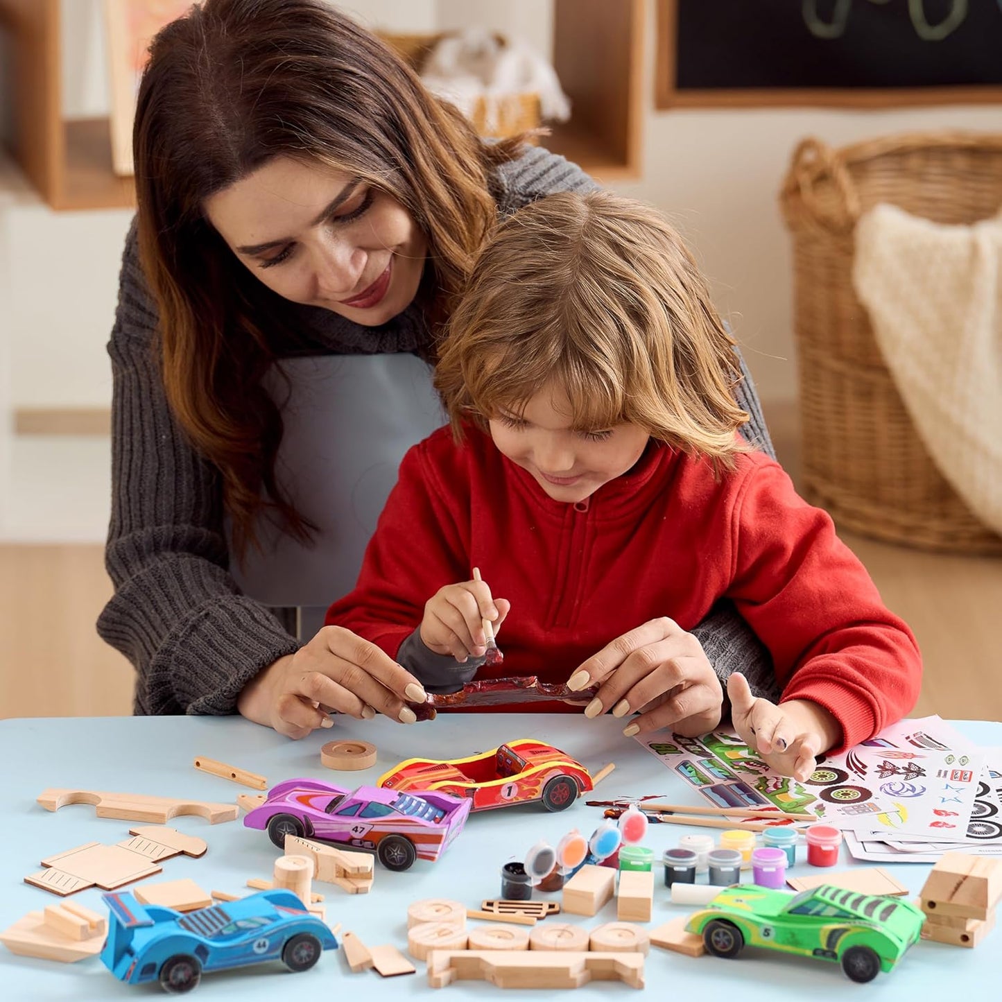 Klever Kits 4 DIY Wooden Race Cars-Build & Paint Your Own Wood Craft K