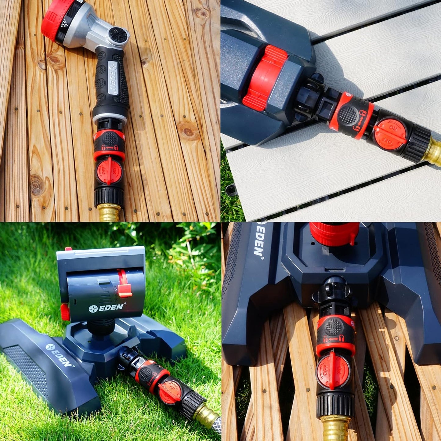Eden 93218 Premium Garden Hose Quick Connect Kit | 9-Piece / 3-Pair Sn