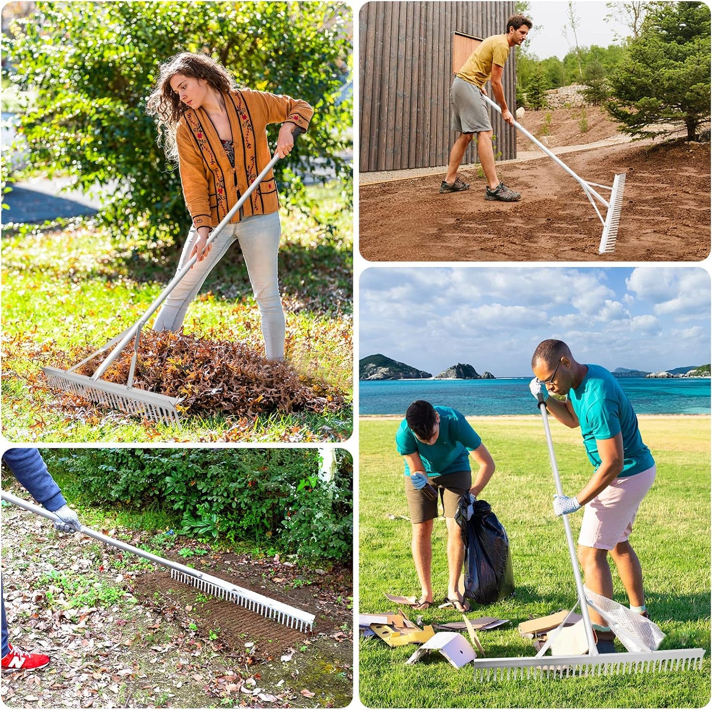 Landscape Rake 36 Inch Head, Leaf Rakes for Lawns with 67 Inch Handle,