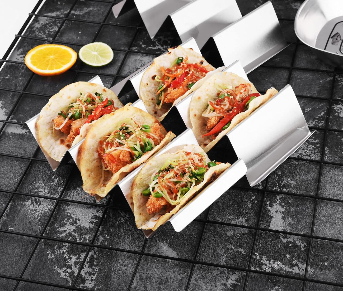 Taco Holders 4 Packs - Stainless Steel Taco Stand Rack Tray Style, Ove