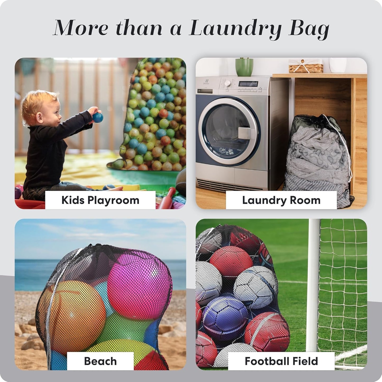 Handy Laundry Mesh XL Laundry Bag - Durable, Machine Washable with Secure Drawstring Closure - Perfect for College Dorms, Laundromats, Apartments (Black, Large 24" x 36")
